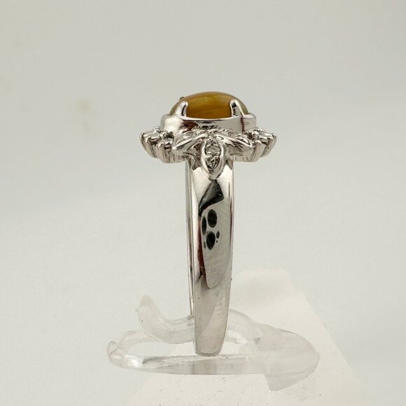 Natural Cabochon Australian Opal Ring  with Small Diamond Size 7 - Picture 6 of 16